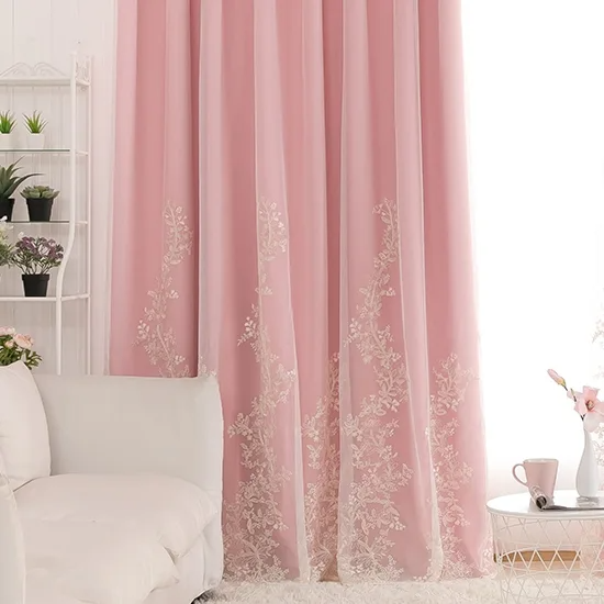 ピンク/既製カーテン